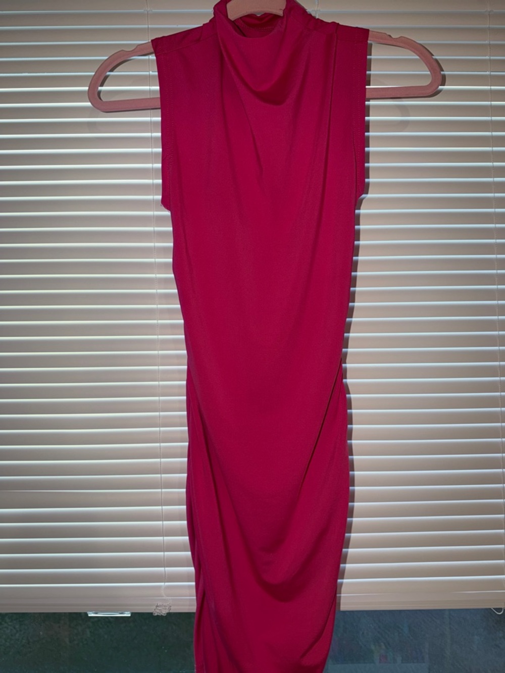 SHEIN Sleeveless High-Neck Fuchsia Midi Dress